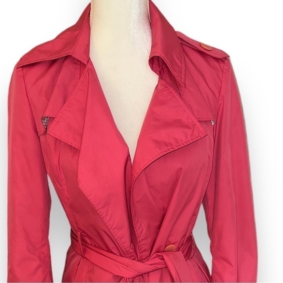 COLE Haan pink double breasted raincoat/trench coat, XS - Picture 2 of 12